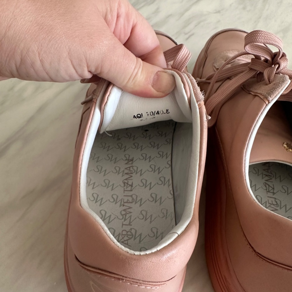 Stuart Weitzman Jaqi Leather Sneakers Size 10 - Picture 7 of 13